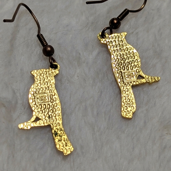 Vintage Cloisonne Red Cardinal Bird Earrings - Picture 3 of 5